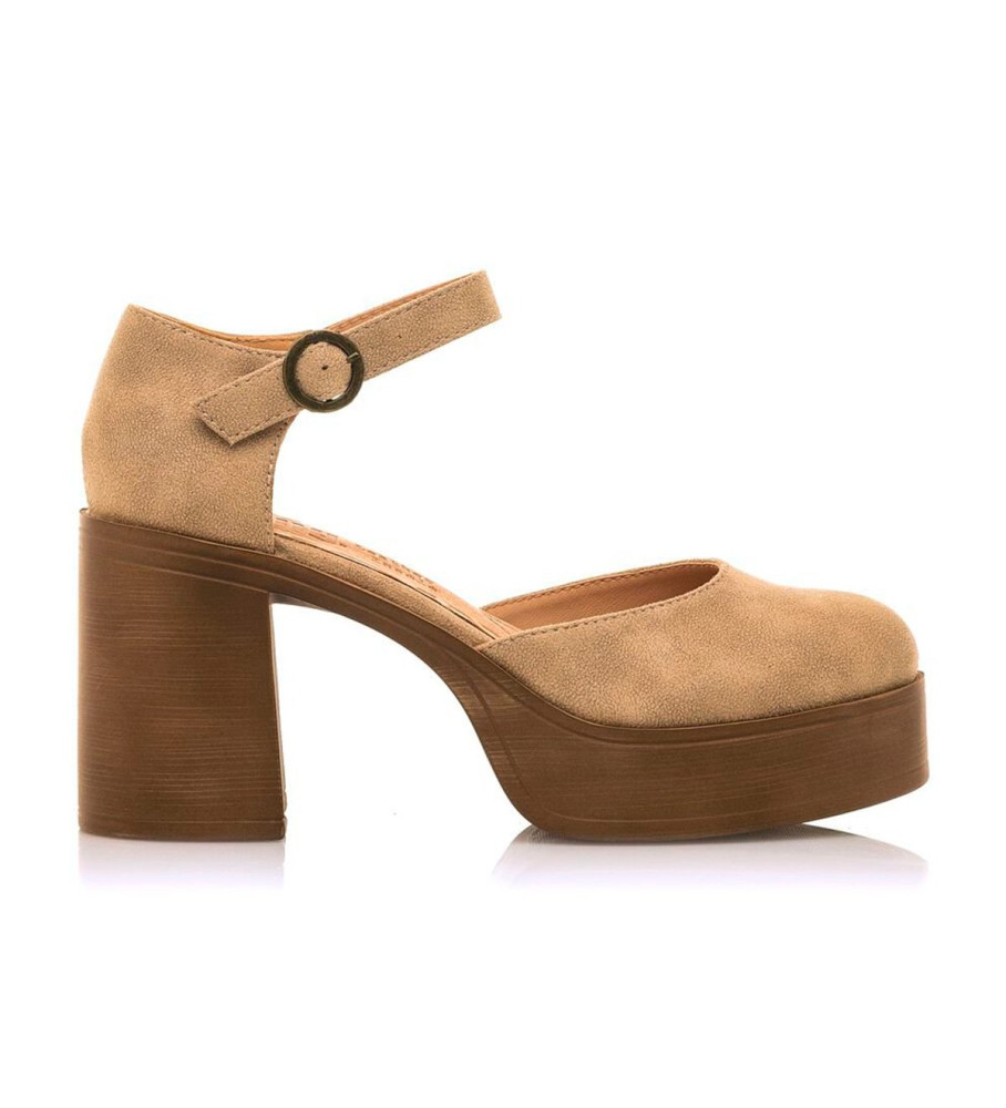 Sapatos Mustang Sixties Bege - Altura do Salto 8cm -
