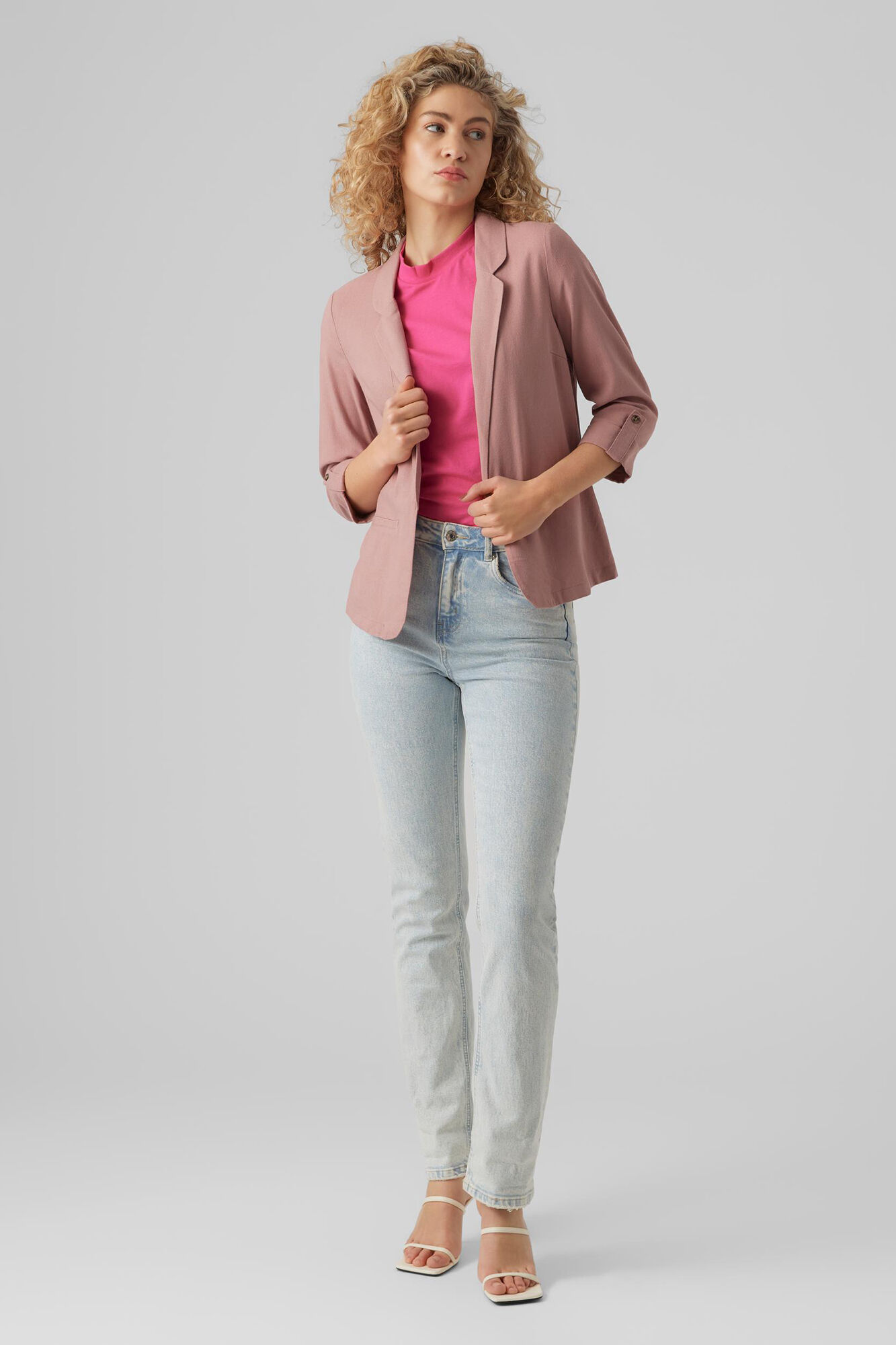 Blazer de linho com mangas 3/4 - Lilás
