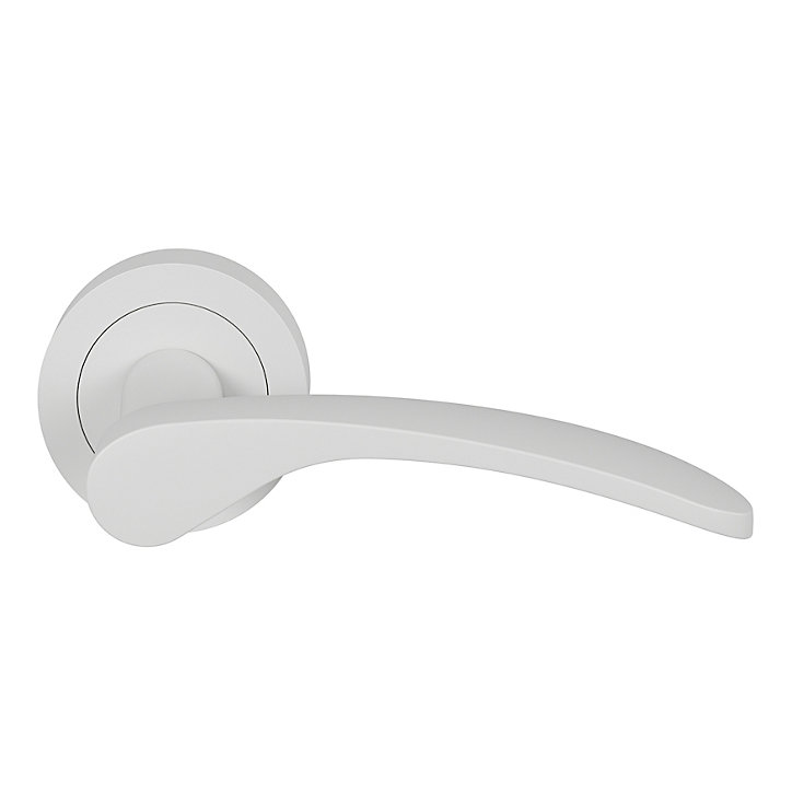 Ensemble poignée sur rosace rond à visser GoodHome Beare mat blanc Ø50mm