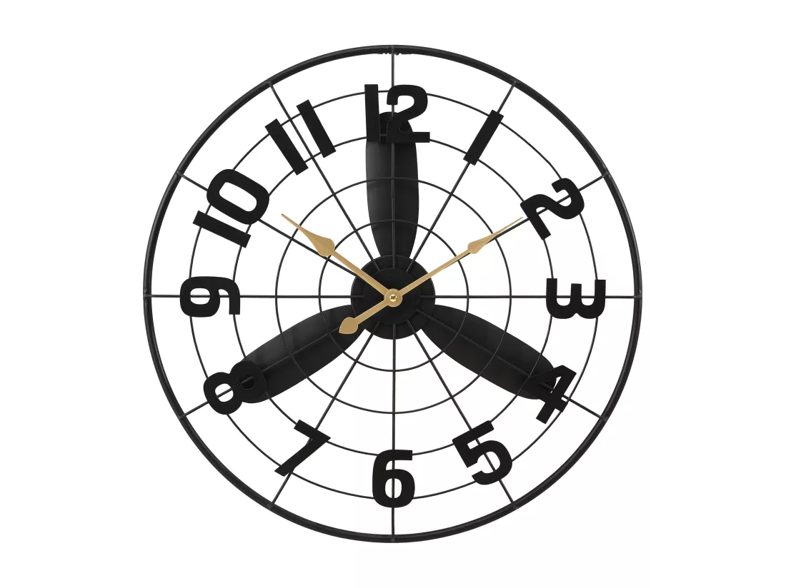 Horloge murale vintage en métal - D. 50 cm - Noir - VIONA