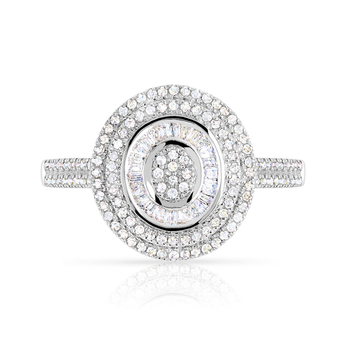 Bague or 750 blanc ronde diamants
