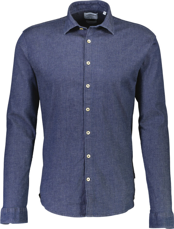 Lindbergh Soft indigo stretch shirt L/S Dk blue