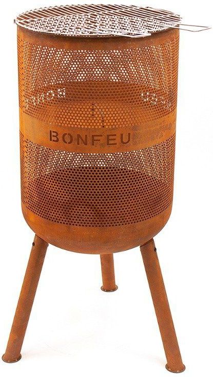 BonVes - 45 - Vuurkorf - Roest - 100 cm Hoog - Inclusief BBQ-Grill