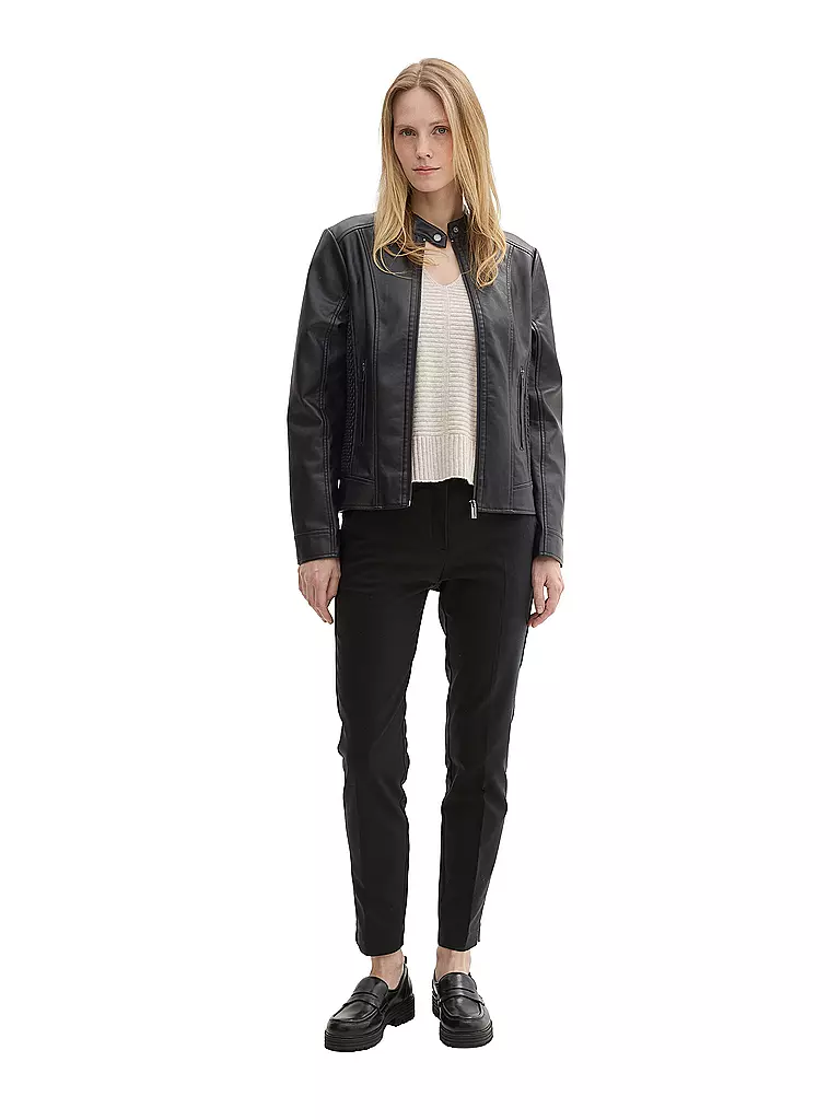 TOM TAILOR Jacke in Lederoptik schwarz