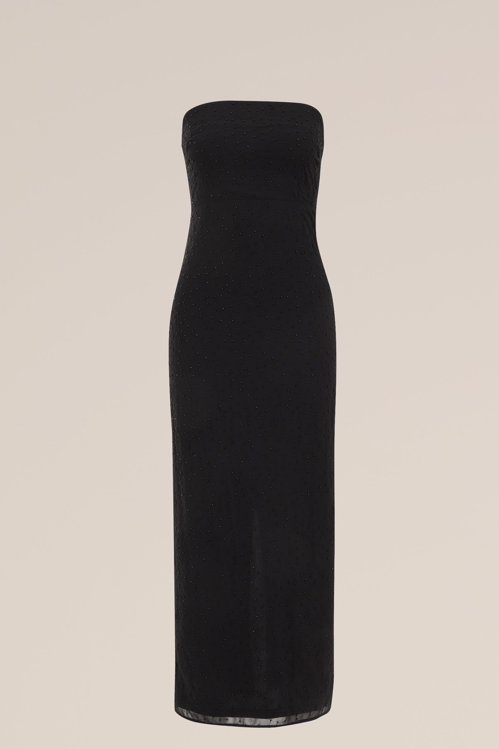 strapless jurk met kralen WE Fashion Zwart