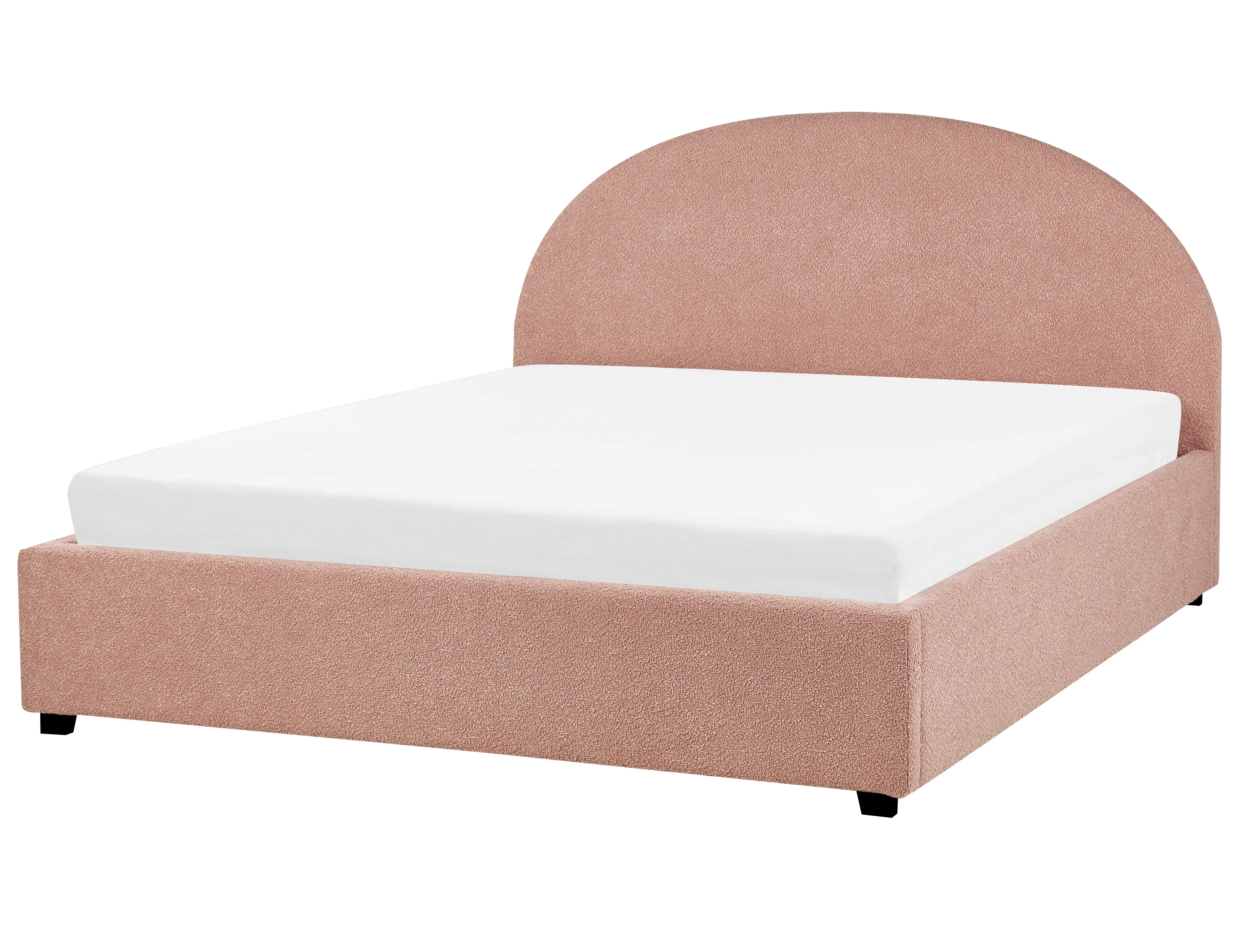 Bed met opbergruimte Bouclé VAUCLUSE 180 x 200 cm Pastelroze