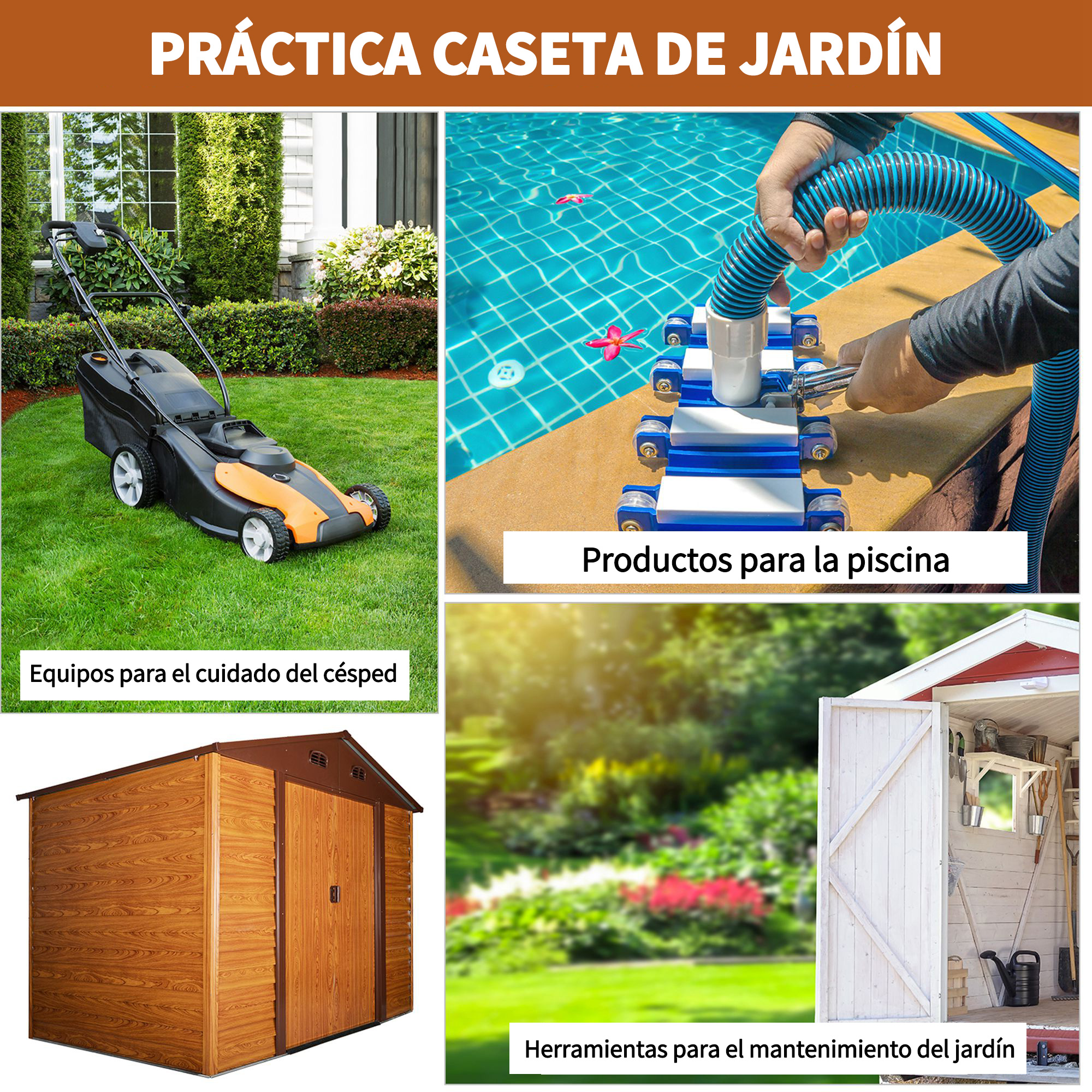 Casinha de jardim Outsunny em madeira natural