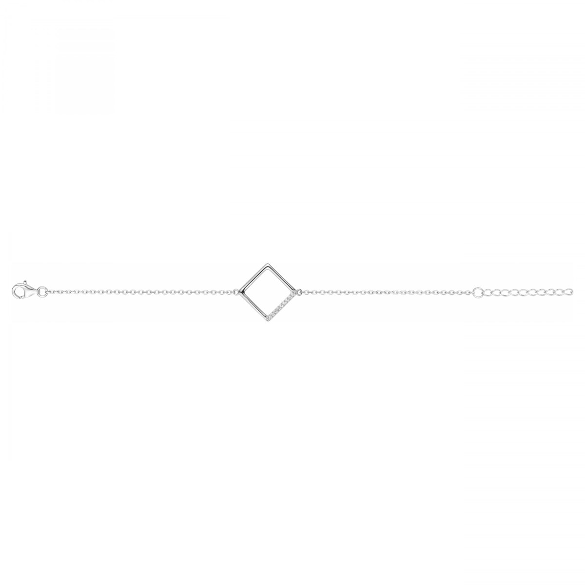 Bracelet souple mono-motif en Argent avec oxyde de zirconium blanc