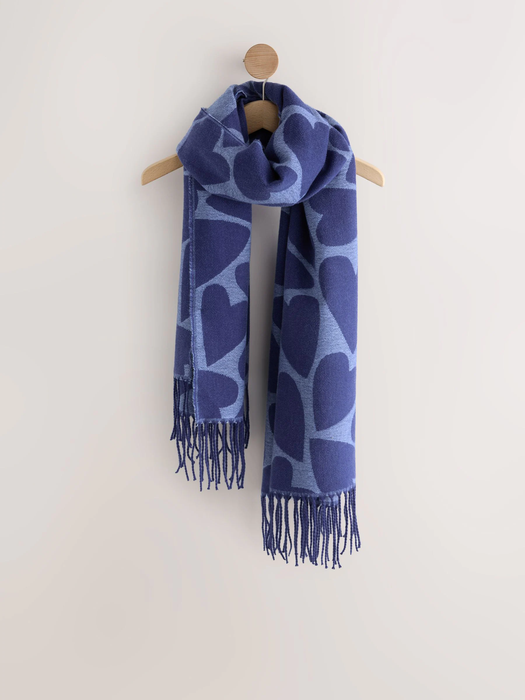 Marineblauw hartenprint - Halfzware sjaal