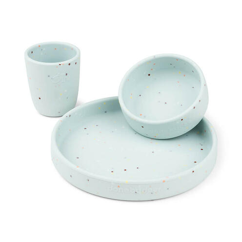 Coffret Repas Silicone CONFETTI Bleu - DONE BY DEER