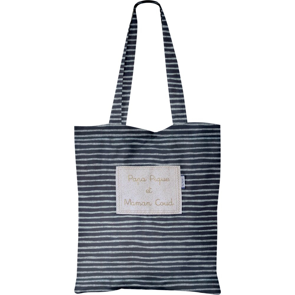 Sac Tote Bag Rayé Argent Marine