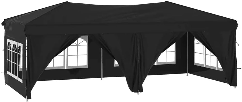 vidaXL Partyzelt Faltbar mit Seitenwänden Schwarz 3x6 m