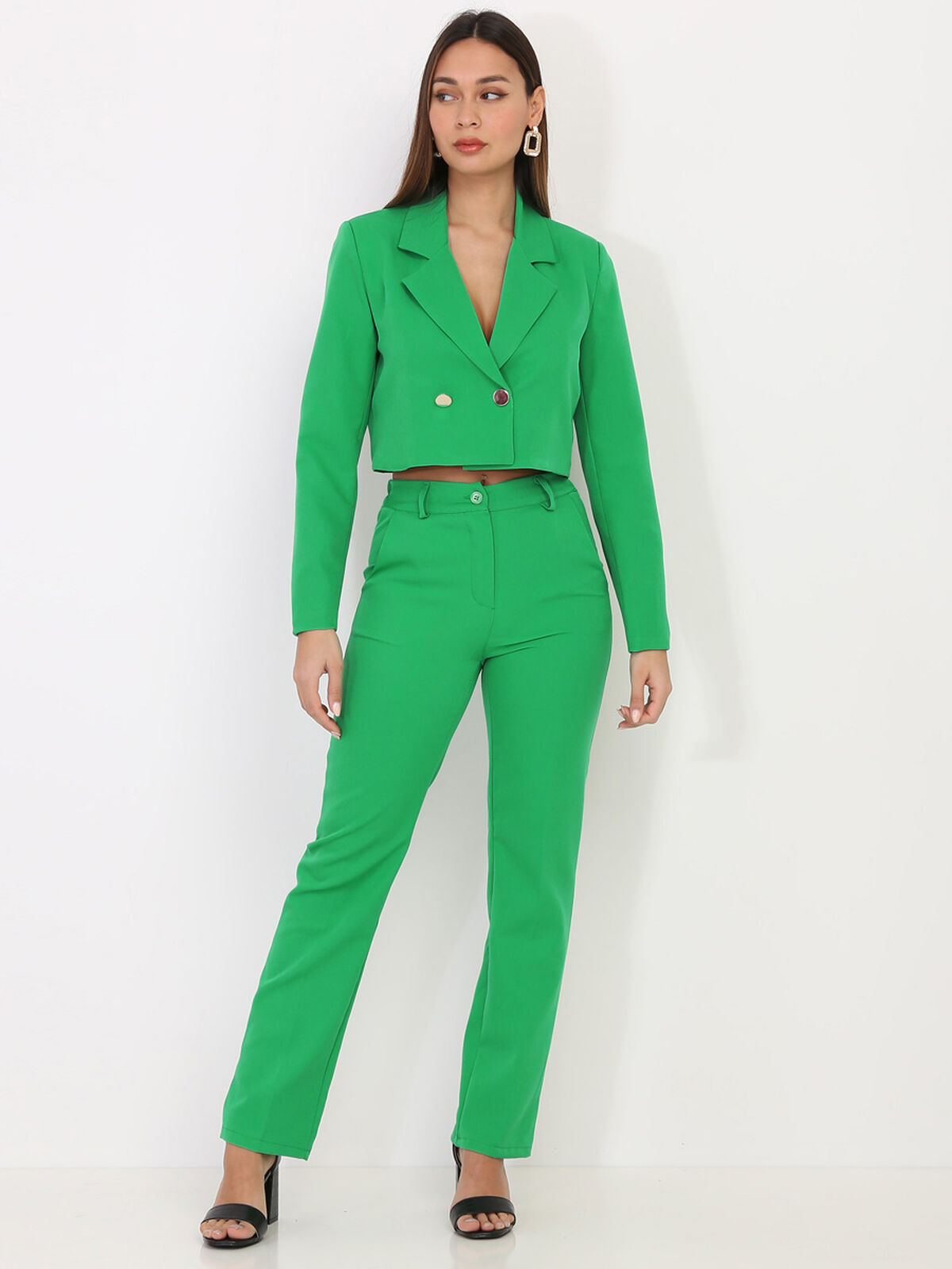Pantalon de costume droit- Vert