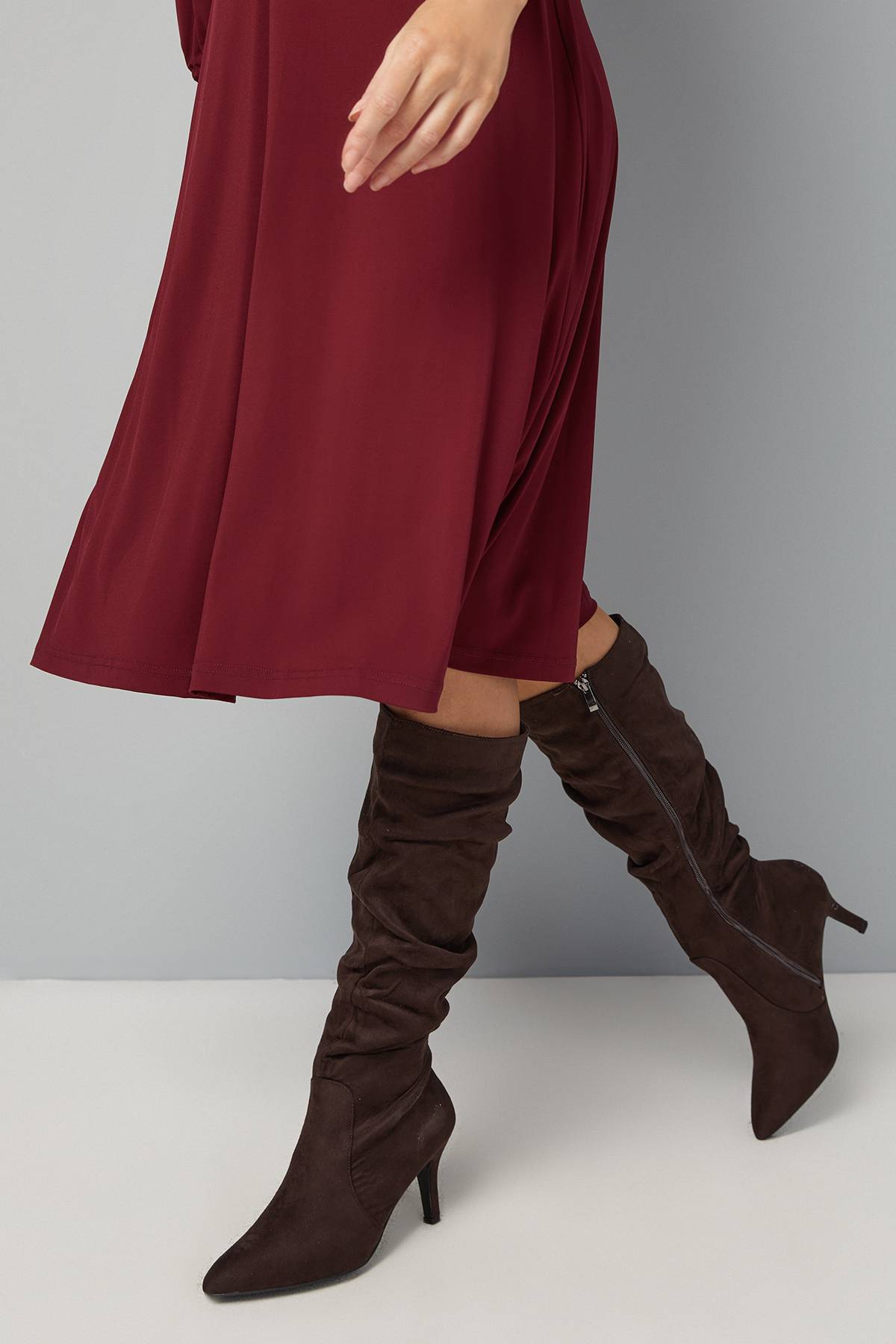Wallis Bottes Montantes Pointues à Talon Moyen Hista Froncées
