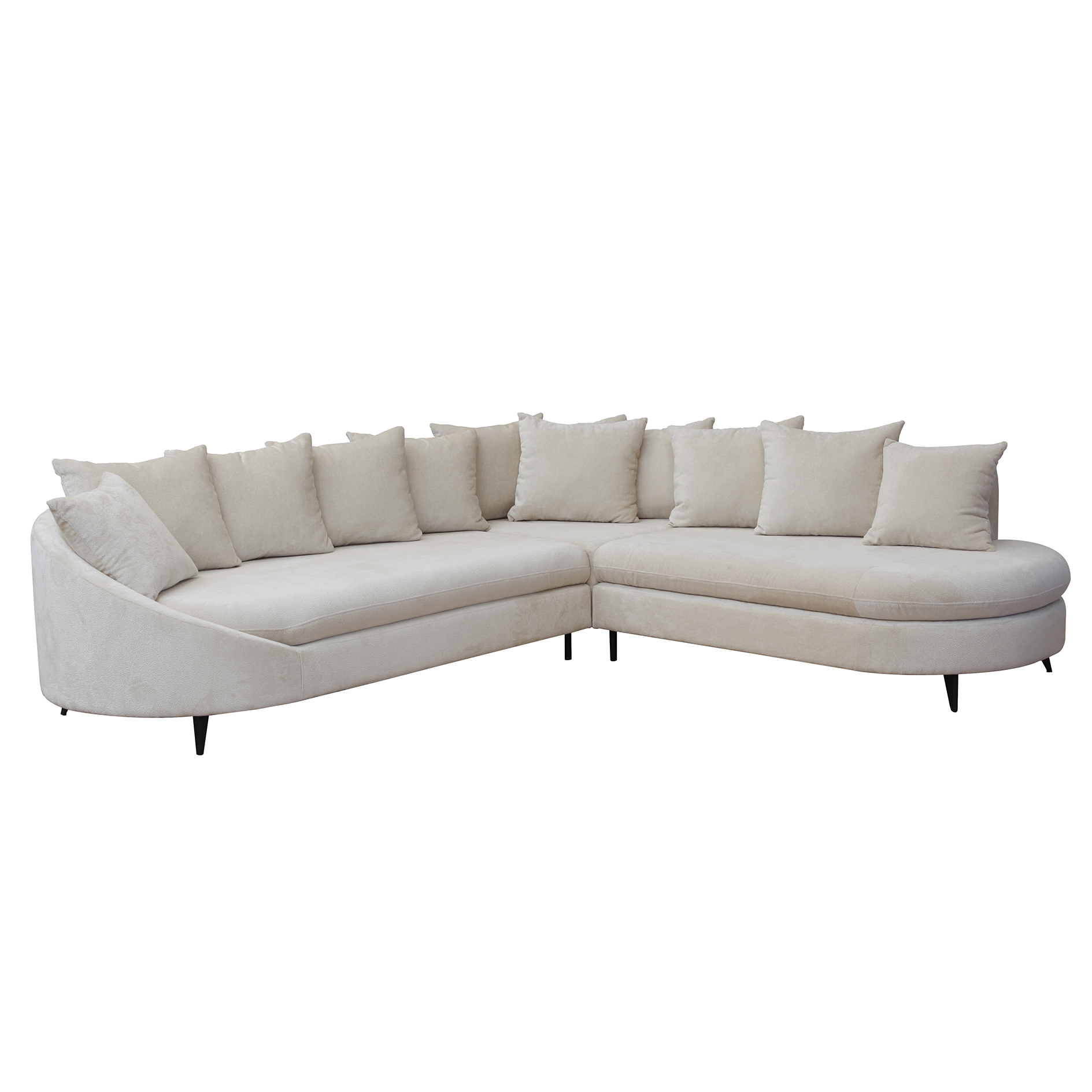 Ecksofa - cream - mit Liegefunktion und Staukasten - Ottomane rechts