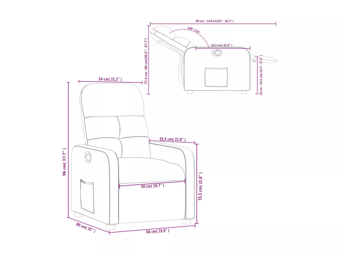 Fauteuil inclinable Taupe Tissu