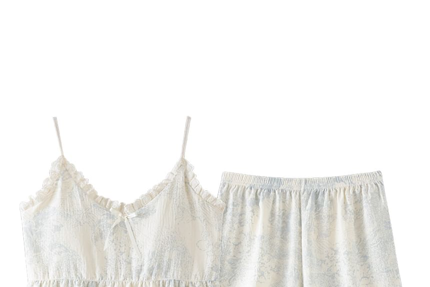 Jeony - Pyjamaset: Camisoletop met bloemenprint + shorts