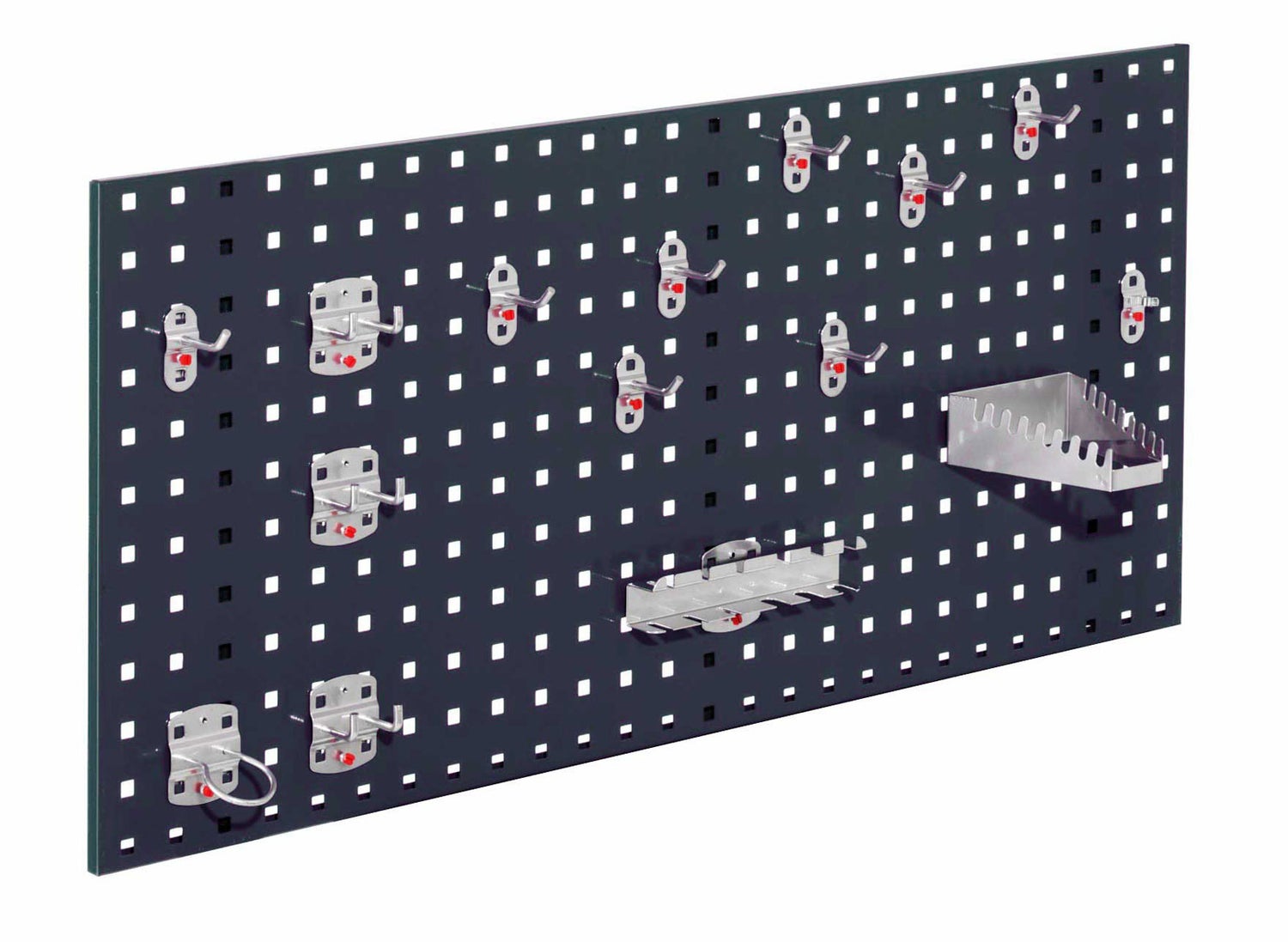 Kappes® RasterPlan Starterset #1 1x Geperforeerde plaat 1000x450mm 1x Gereedschapshouders assortiment 15-delig Antracietgrijs RAL 7016