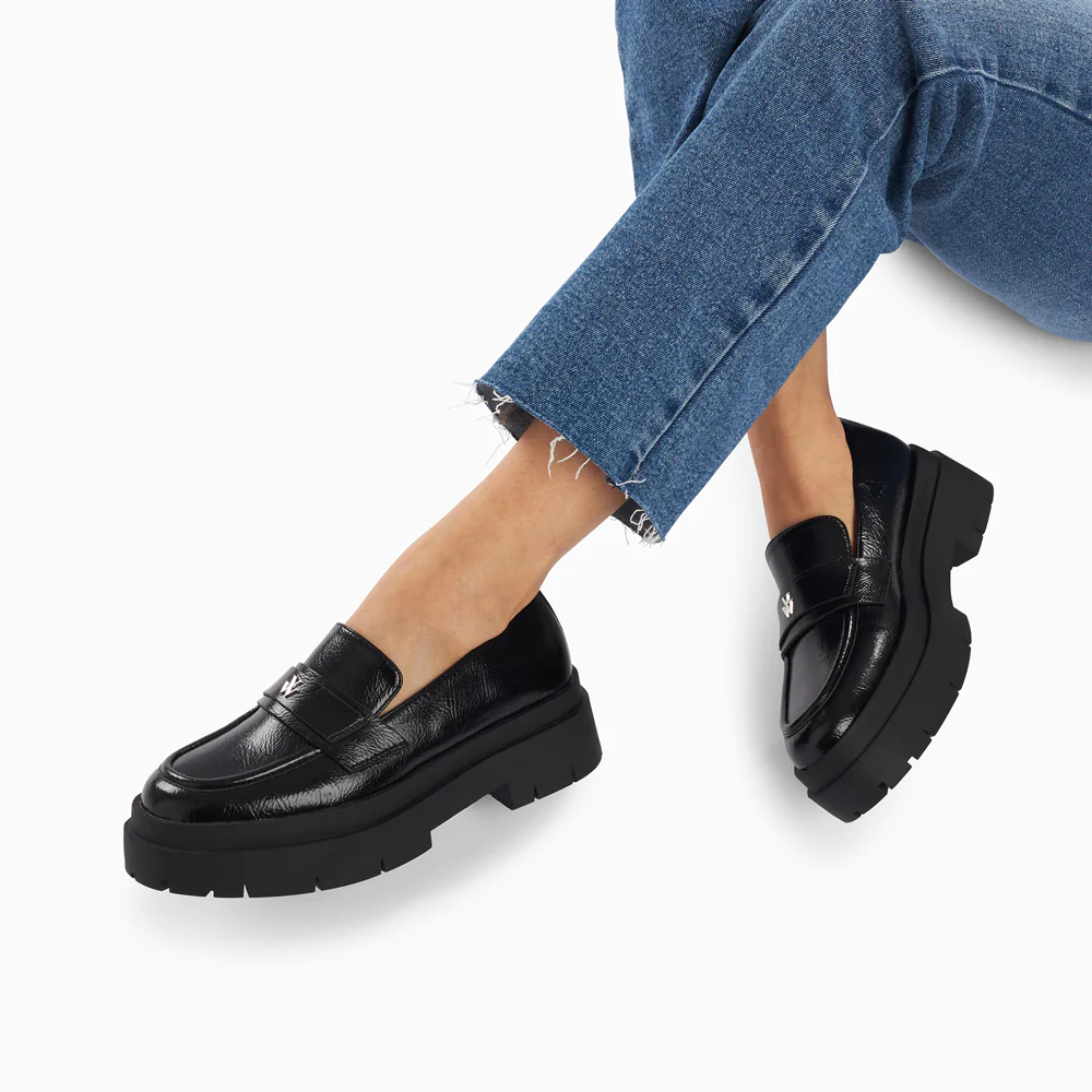 Mocassins, Derbies, Ballerines-Mocassins Rosalie noirs à plateforme crantée