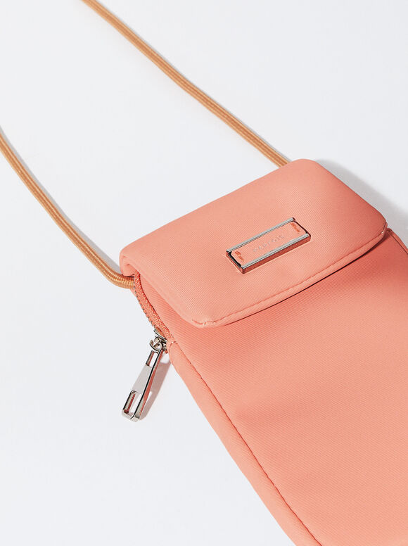 Bolsa para celular com efeito nylon - Coral