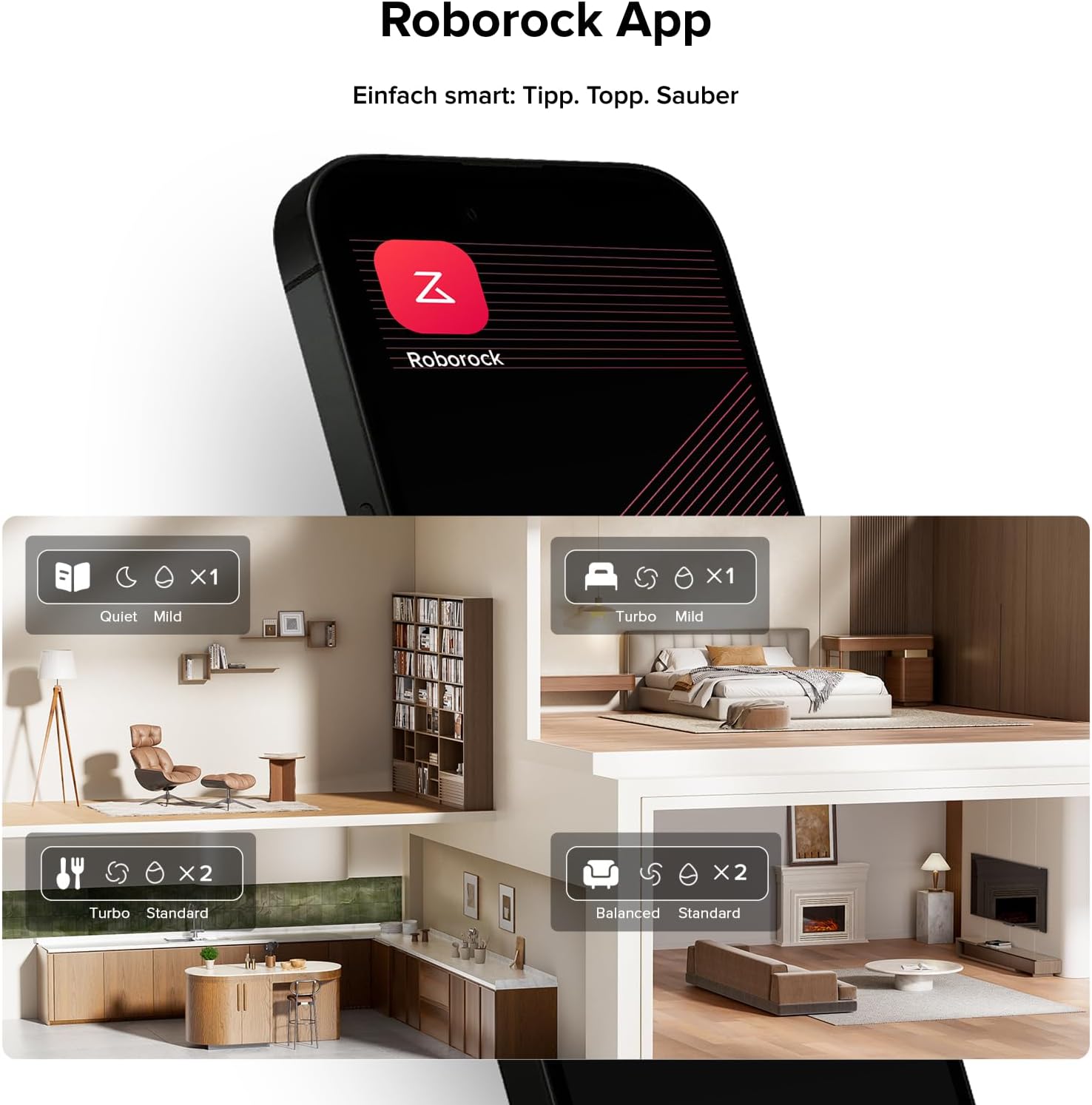 roborock Q10 X5 Saugroboter mit Wischfunktion, 10.000 Pa Saugkraft, Dual Anti-Tangle System, JawScrapers Bürste, intelligente Hindernisvermeidung, Saug und Wischroboter für Tierhaare&Teppiche, Schwarz