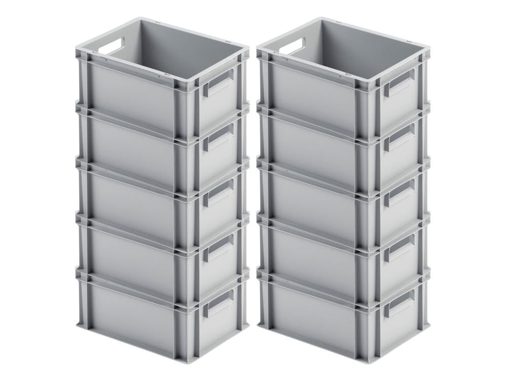 PROREGAL Eurocontainer met open handgreep HxBxD 17,5 x 30 x 40 cm 16 liter Grijs Eurobox Transportbox Transportcontainer Stapelbak