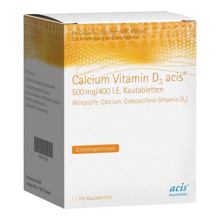 Calcium Vitamin D3 acis® 500 mg/400 I.E. Kautabletten, 100 St