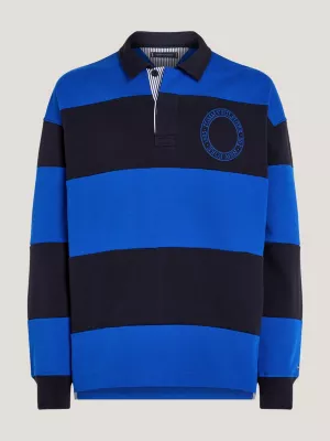 Camisa de rugby com estampa listrada e modelagem relaxada - Presente ideal
