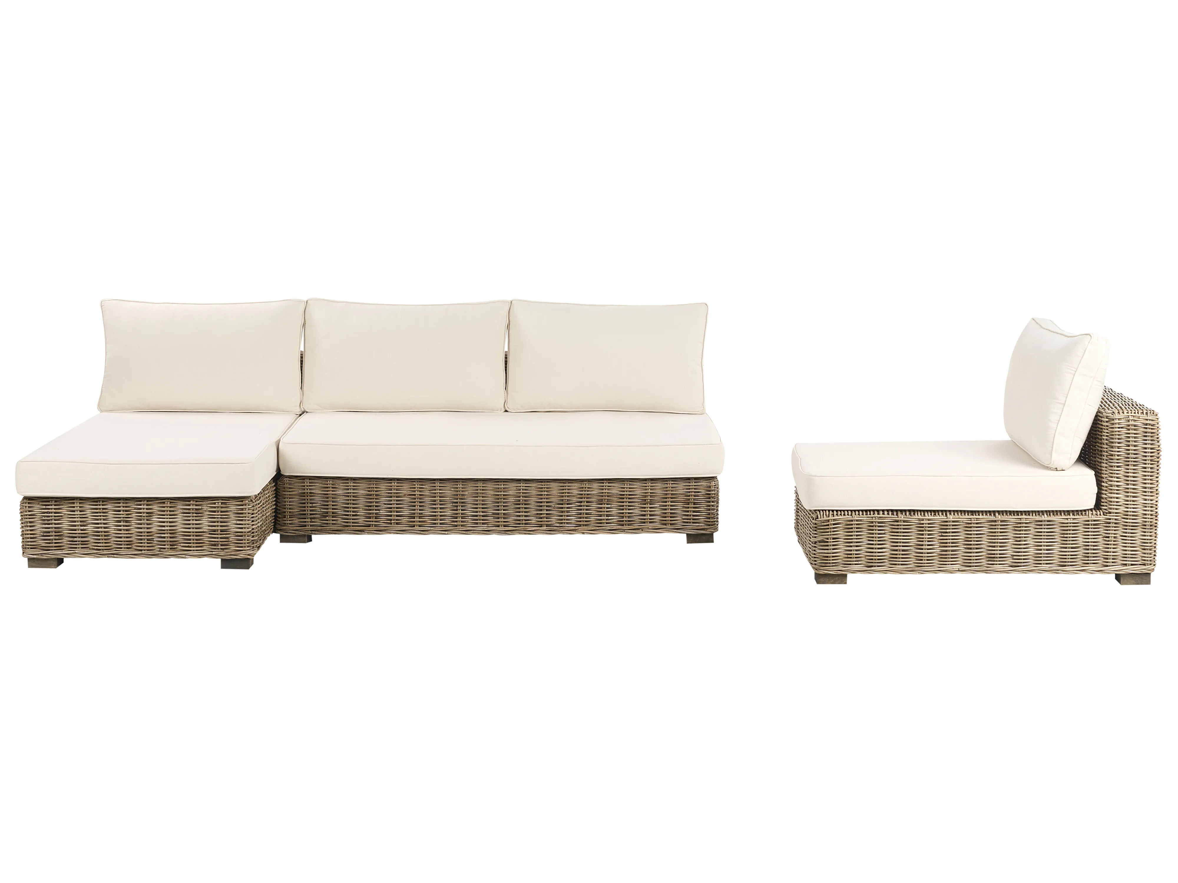 Loungeset met tafel 4-zits VARALLO rechtszijdig modulair Rotan Grijs