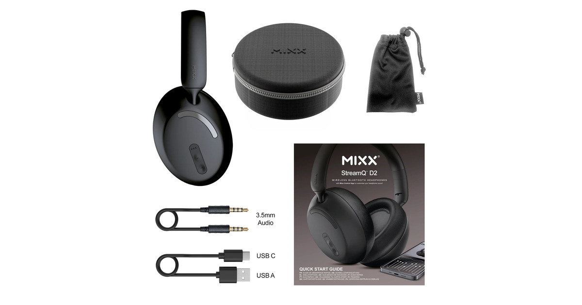 MIXXStreamQ D2 Wireless Headphones over-ear headset  (Zwart, Bluetooth)