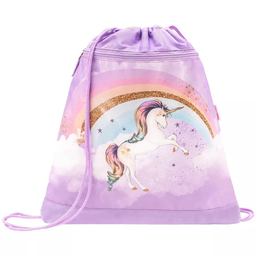 Belmil Schulranzen Mini Fit Schulranzen Set 5-teilig mit Brustgurt Rainbow Unicorn
