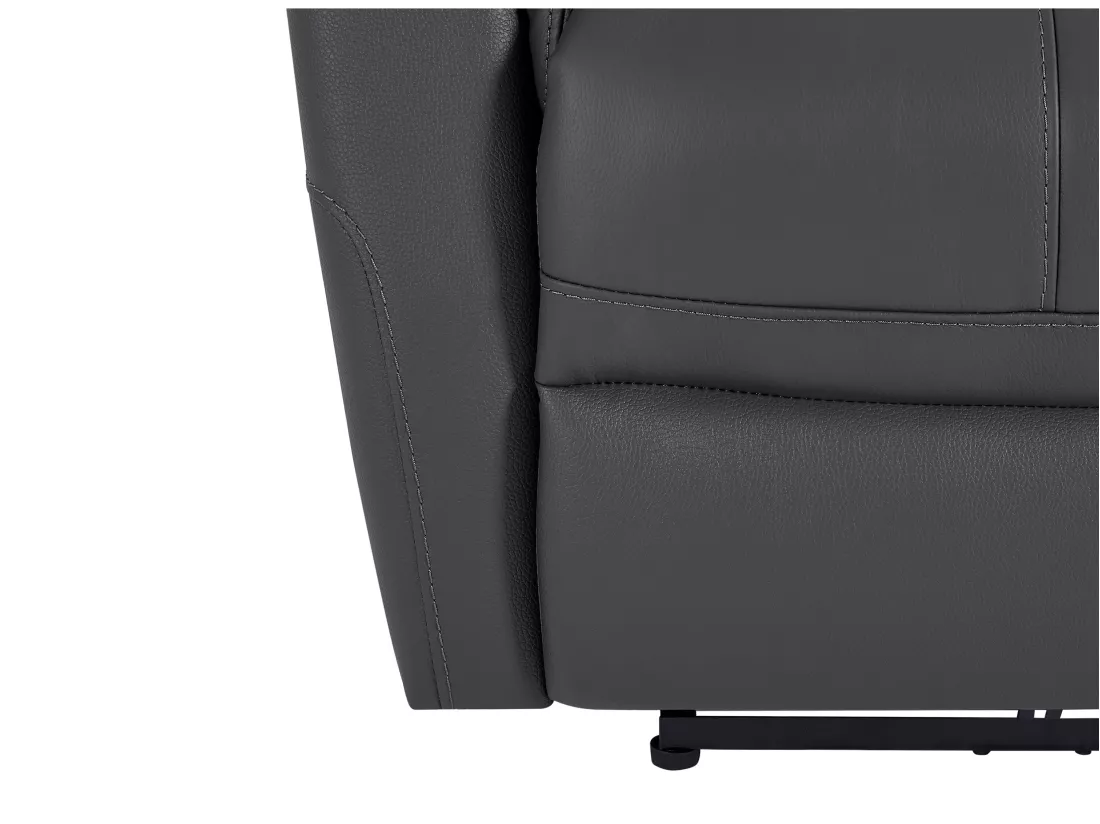 Canapé 3 places relax électrique en cuir de vachette gris anthracite NOMAJO