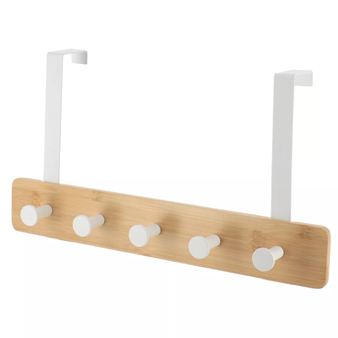 Patère pour porte 5 crochets (L37 x H20 cm) Bambou Blanc