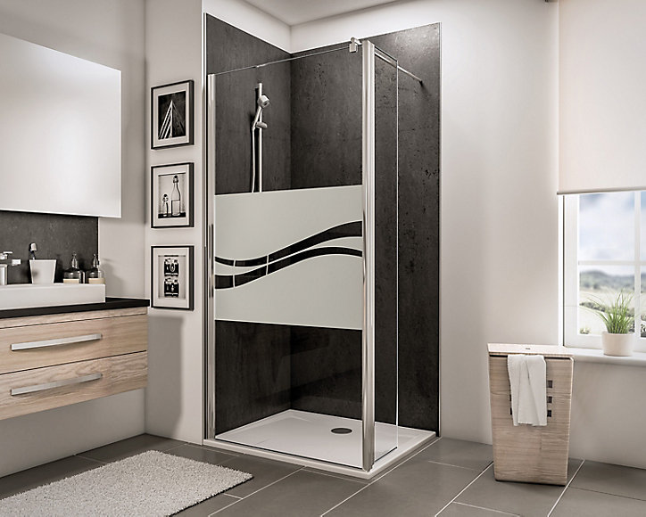 Paroi de douche fixe à l'italienne + déflecteur, 100 x 190 cm, Schulte NewStyle, Walk In, verre transparent anticalcaire, Liane