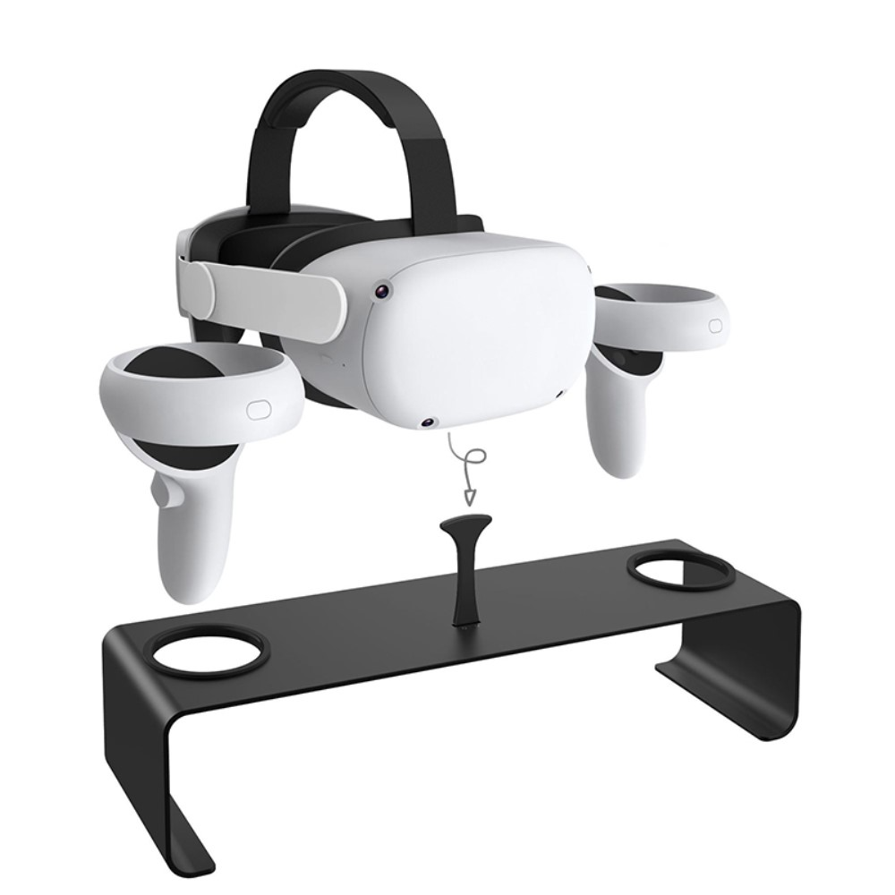2in1 Meta Quest / Oculus Quest 2 Edelstahl Halterung für VR Brille und Controller - Schwarz