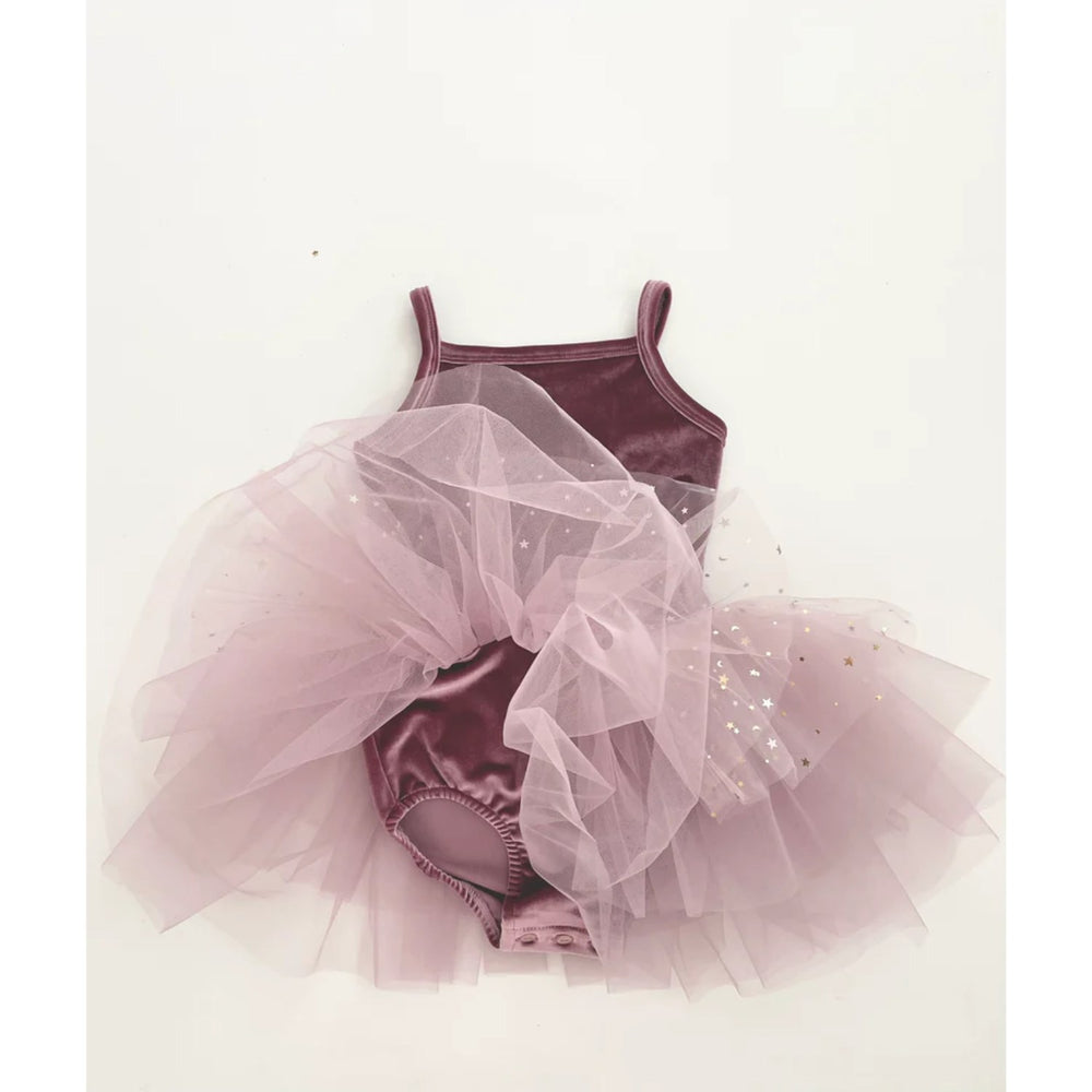 Velvet Leotard With Tulle Tutu Kjole Dusty Violet