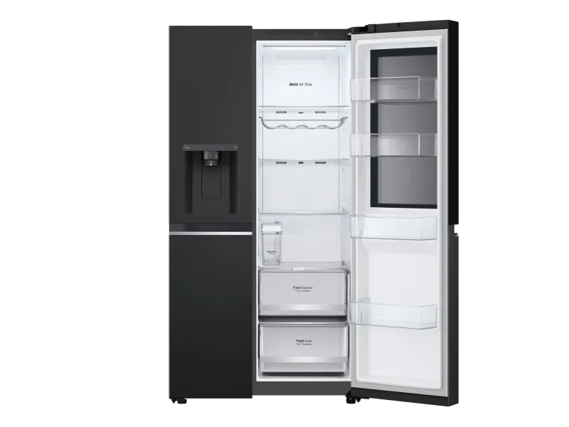 LG InstaView GSGV81EPLL, Fritstående, Amerikansk dør, Sort, Indvendig, R600a, Glas
