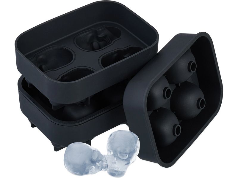 relaxdays Eiswürfelform Totenkopf 2 Stück, Schwarz Eiswürfelbereiter