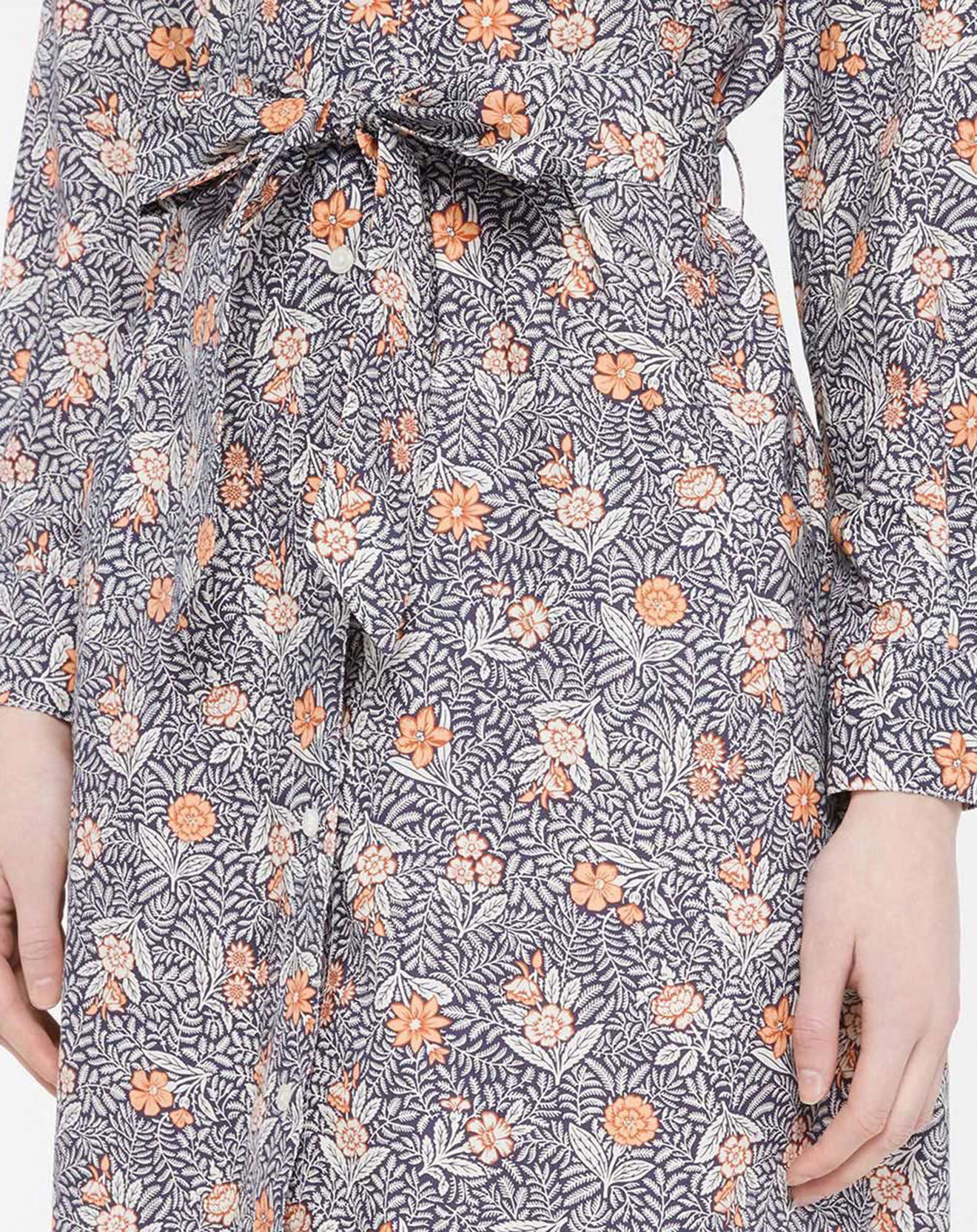 Jodhpur Robe chemise en Coton Arche liberty bleu marine/orange