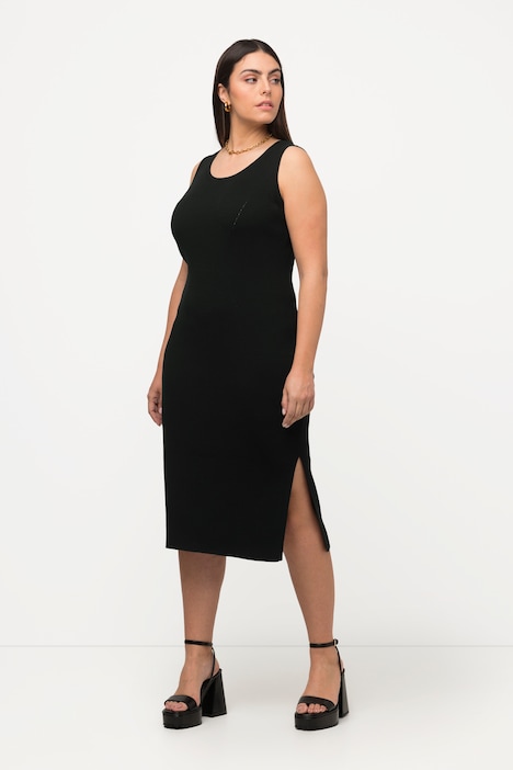 Strick-Midikleid, Slim, Rundhals, ärmellos, Feinstrick