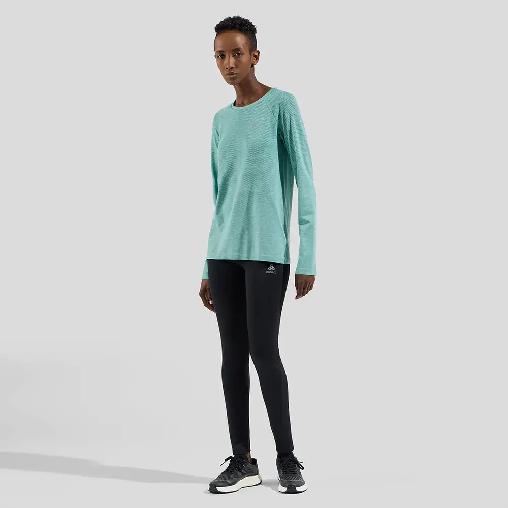 Odlo Essential Seamless Hardloopshirt Lange Mouwen Groen Melange Dames