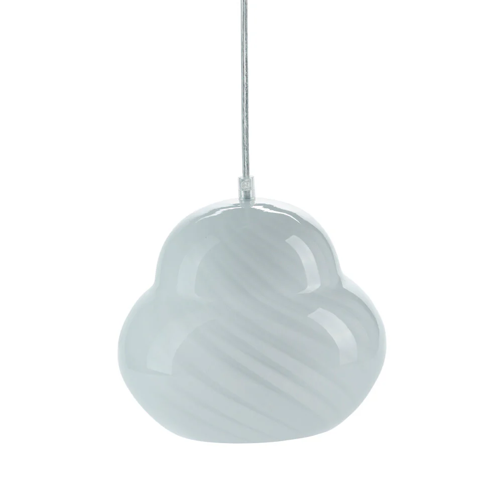 Bahne Interior  Stribet Mushroom glas pendel -  hvid