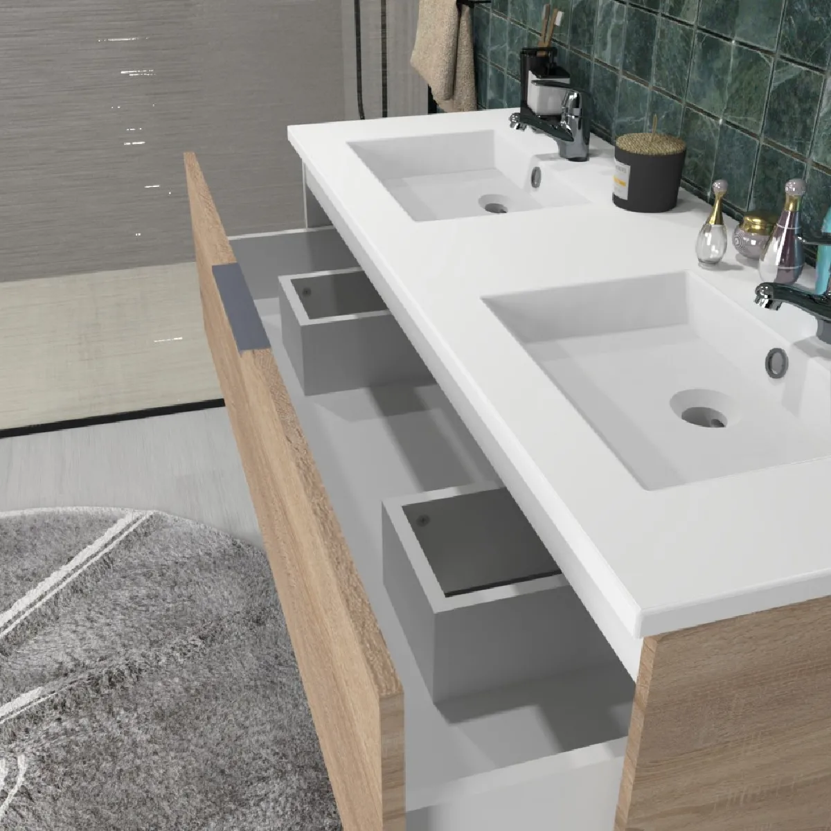 Le Quai Des Affaires Meuble sous-vasque MARBELLA 3 tiroirs - Décor Chêne Blanchi