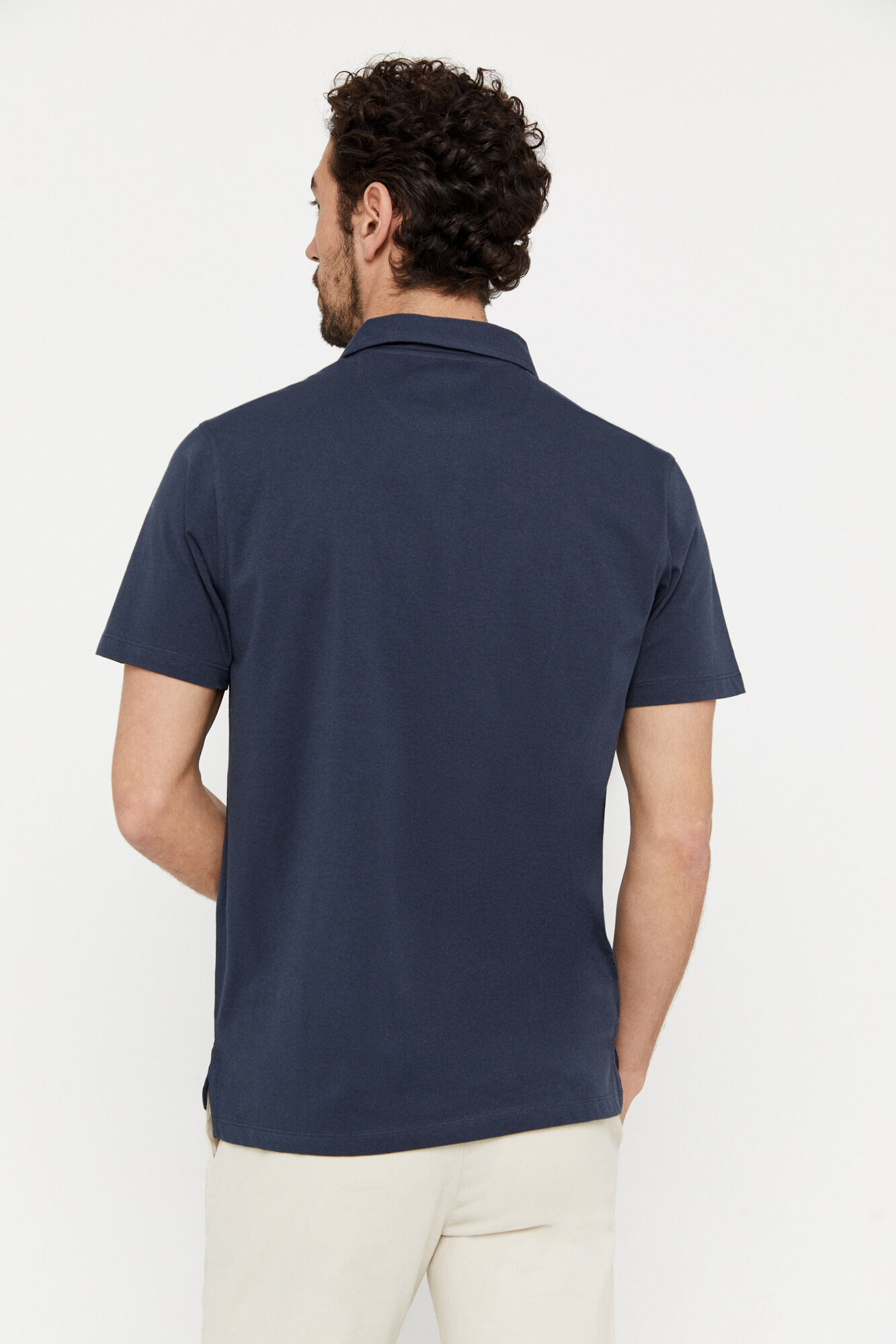 Camisa polo leve com bolsos - Azul Marinho