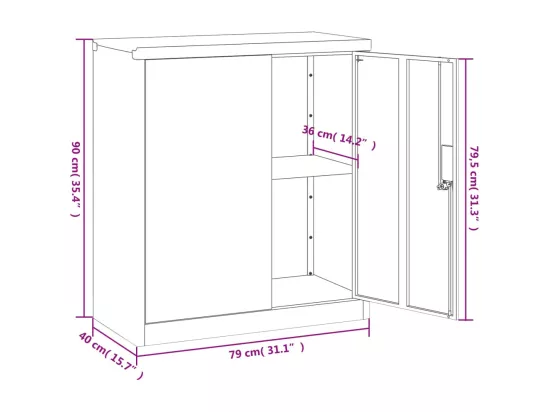 Classeur gris clair 79x40x90 cm acier