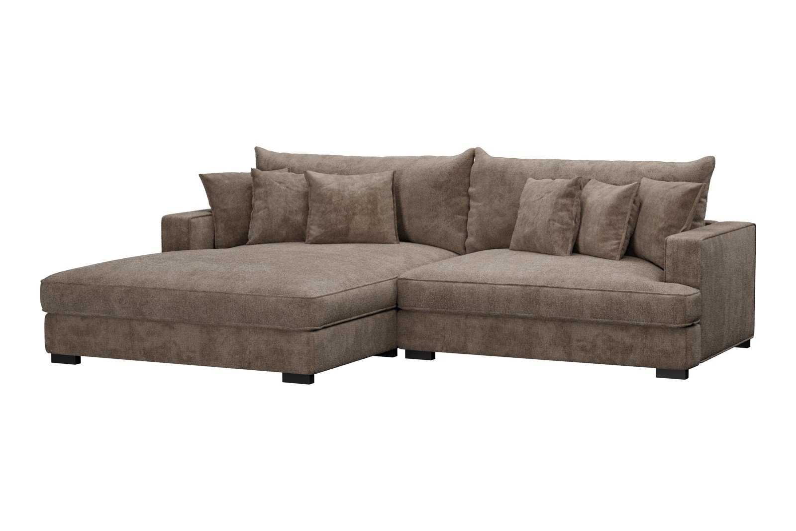 Rossi 2-seter med XL sjeselong venstre Tekstil Genesis 6 Mink, arm A med sorte ben. Std. Komfort.