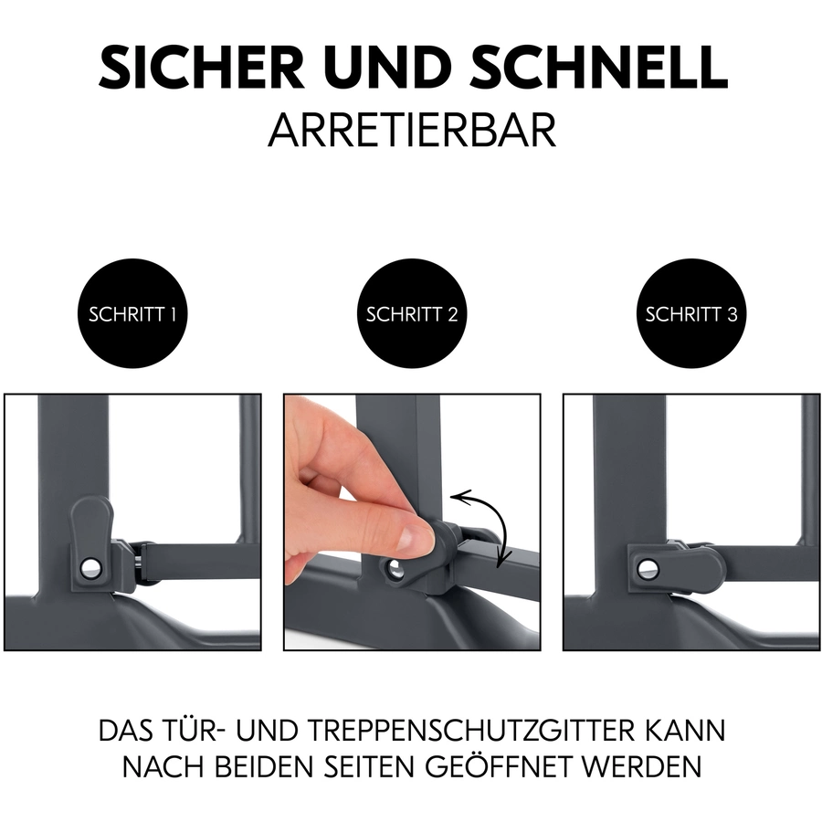 hauck Türschutzgitter Clear Step Autoclose 2 Set + 9cm Dark Grey