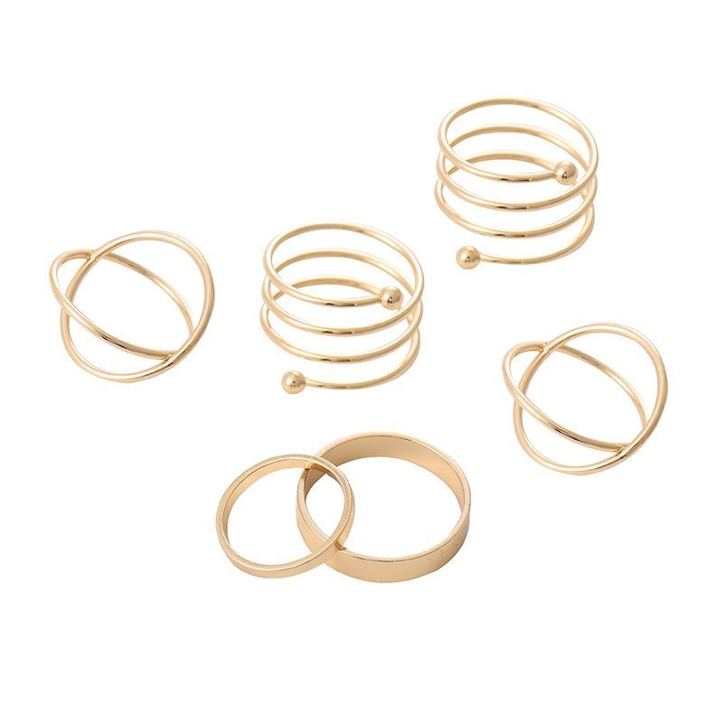 Rosesand - Set van 6: Legering ring (diverse ontwerpen)