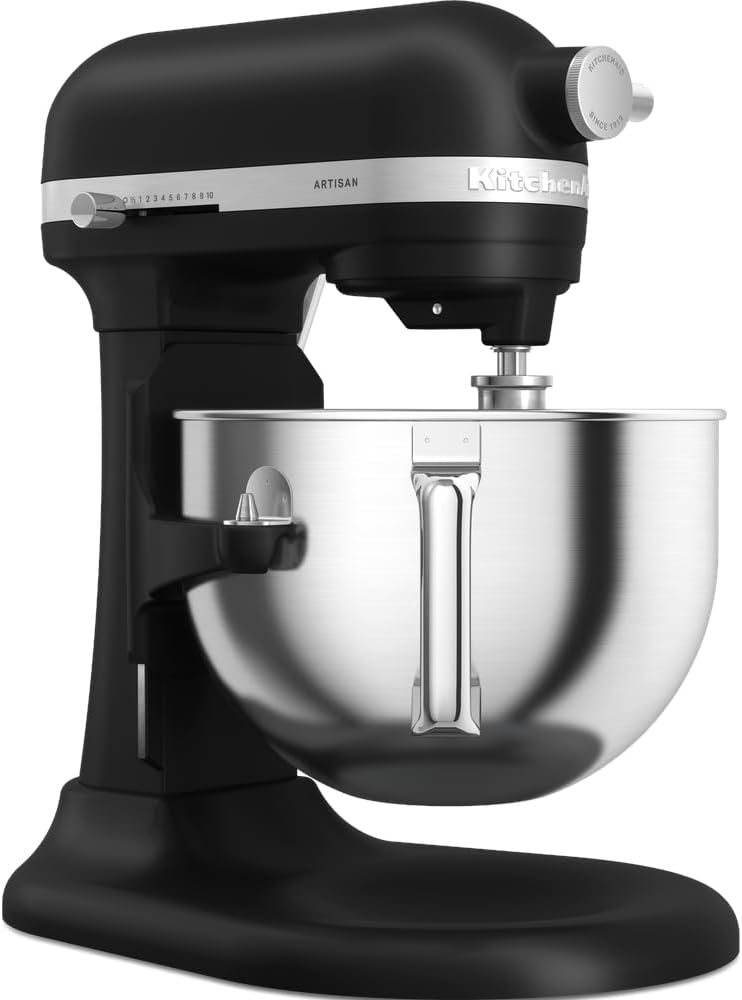 KitchenAid Küchenmaschine - Artisan - Multifunktionaler Küchenroboter mit Schüsselheber - Mit 5 Zubehörteilen - 5,6L - Matt schwarz