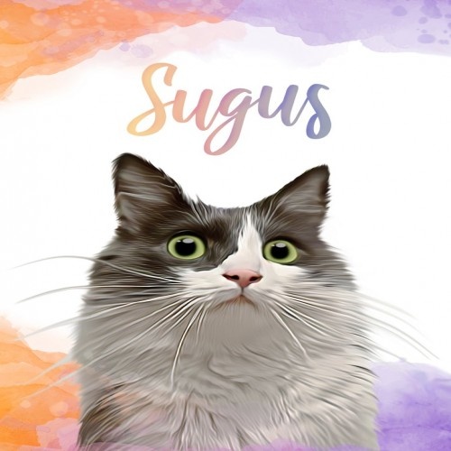 Retrato realista e personalizado do seu animal de estimação em uma folha de Sugus sugus.